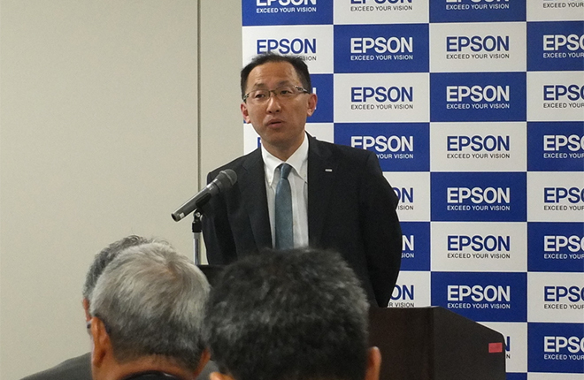 カラーラベルプリンターの商品戦略について語る、セーコーエプソン(株)ビジネスシステム事業部長　深石明宏氏